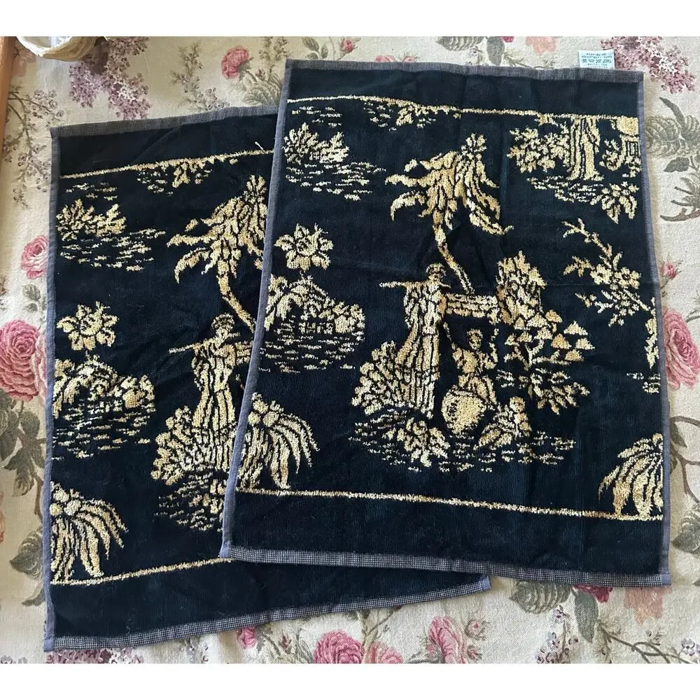 Vintage Set Besana Italy Italian  Cotton Viscose 2 Hand Towels